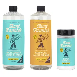 Aunt Fannie's Household Cleaning Floor Bundle: Hardwood Floor Cleaner, Multi-Surface Vinegar Floor Cleaner, and Carpet Refresher; Lemon Scented