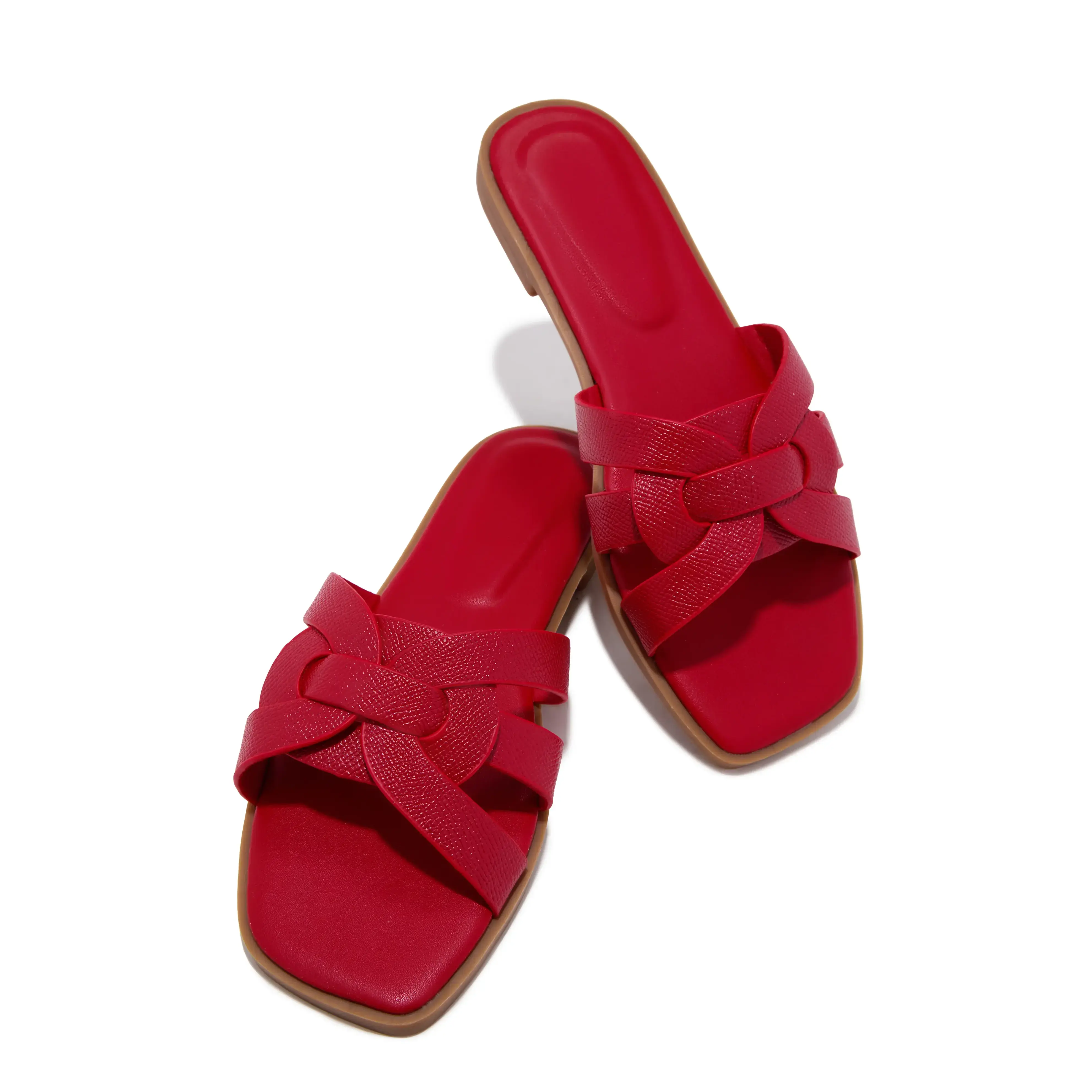 Arely Flat Slip On Sandals - Red