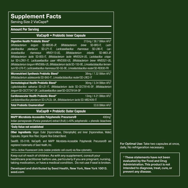 Seed DS-01 Daily Synbiotic - Prebiotic and Probiotic for Women & Men - Digestive Health, Gut Health, Immune Support, Bloating & Constipation Relief - Vegan & Shelf-Stable - 60 Capsules (30-Day Supply)