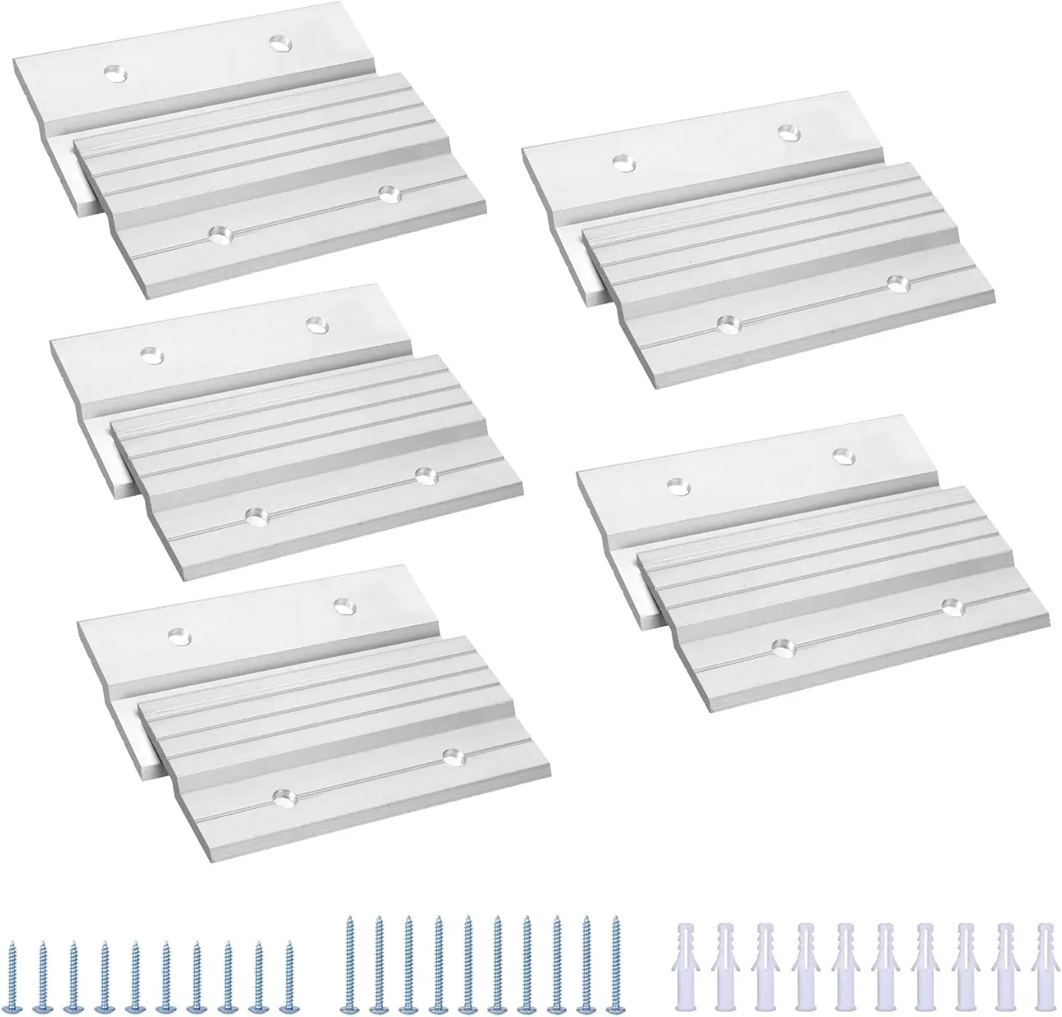 Cleat Picture Hanger, 4" Aluminum Z Clips Interlocking Picture Cleat Wall Mounting Bracket Hardware Kit for Whiteboard, Panels, Shelf , Artwork, Cabinet, Art Frames (5 Pairs)