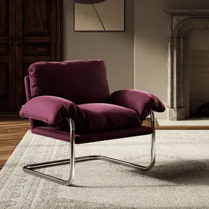 Ansel Performance Velvet Accent Chair in Mulberry