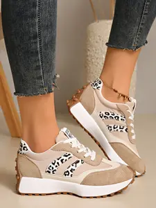 Women's Sporty Shoes, Spring & Fall Elegant Fashion Casual Round Toe Low Top Lace-Up Thick Sole Outdoor Running Shoes, Casual Running Footwear