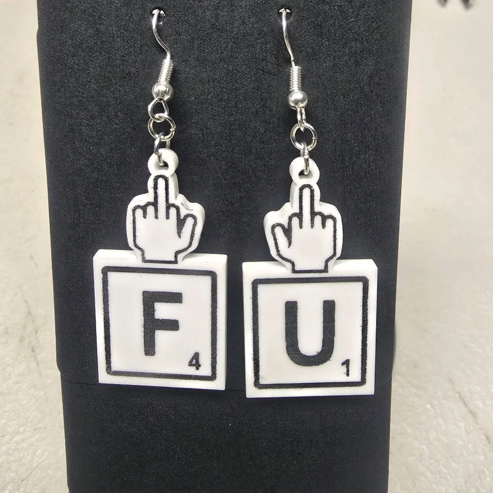 249) Game Piece F & U w/Fingers Earrings!