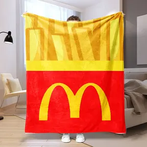 Mcdonald's French Terry Blanket, Soft & Warm, Ideal for Nap, Camping, Travel, All Seasons, Perfect Gift