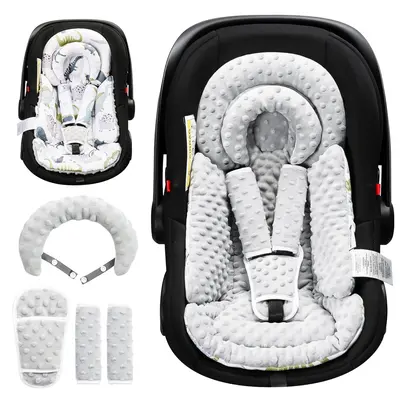 Baby Head Support Car Seat Infant Car Seat Head Support & Strap Covers | Newborn Car Seat Insert | Soft Minky Dot Cushion For Strollers & Swings Baby Head Neck Support Cushion