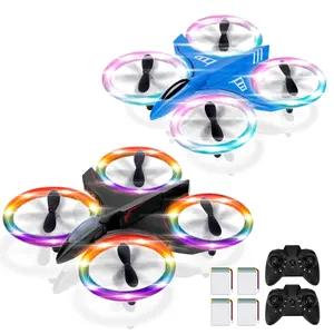 Drones for Kids 2 Pack with Dazzle Colorful LED Lights, Mini Drone for Kids 2 Batteries Remote Control Headless Mode,3D Flip,Altitude Hold, Three Speeds