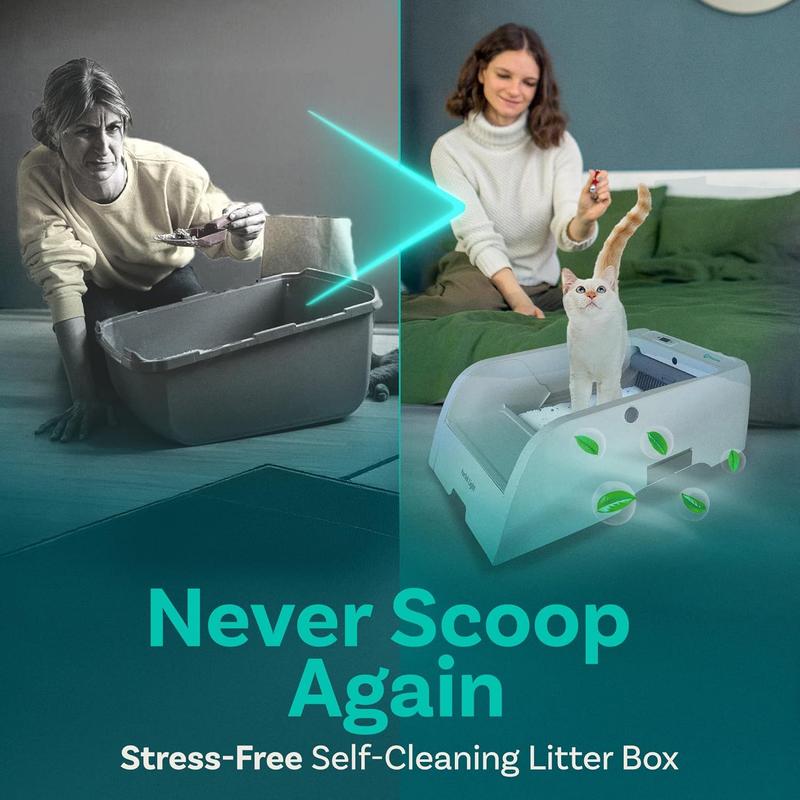 Petcove Purrtek Lite | Safe Automatic Self Cleaning Cat Litter Box Auto Scooping w/ Odor Eliminator, Health Monitor & Lifetime Warranty