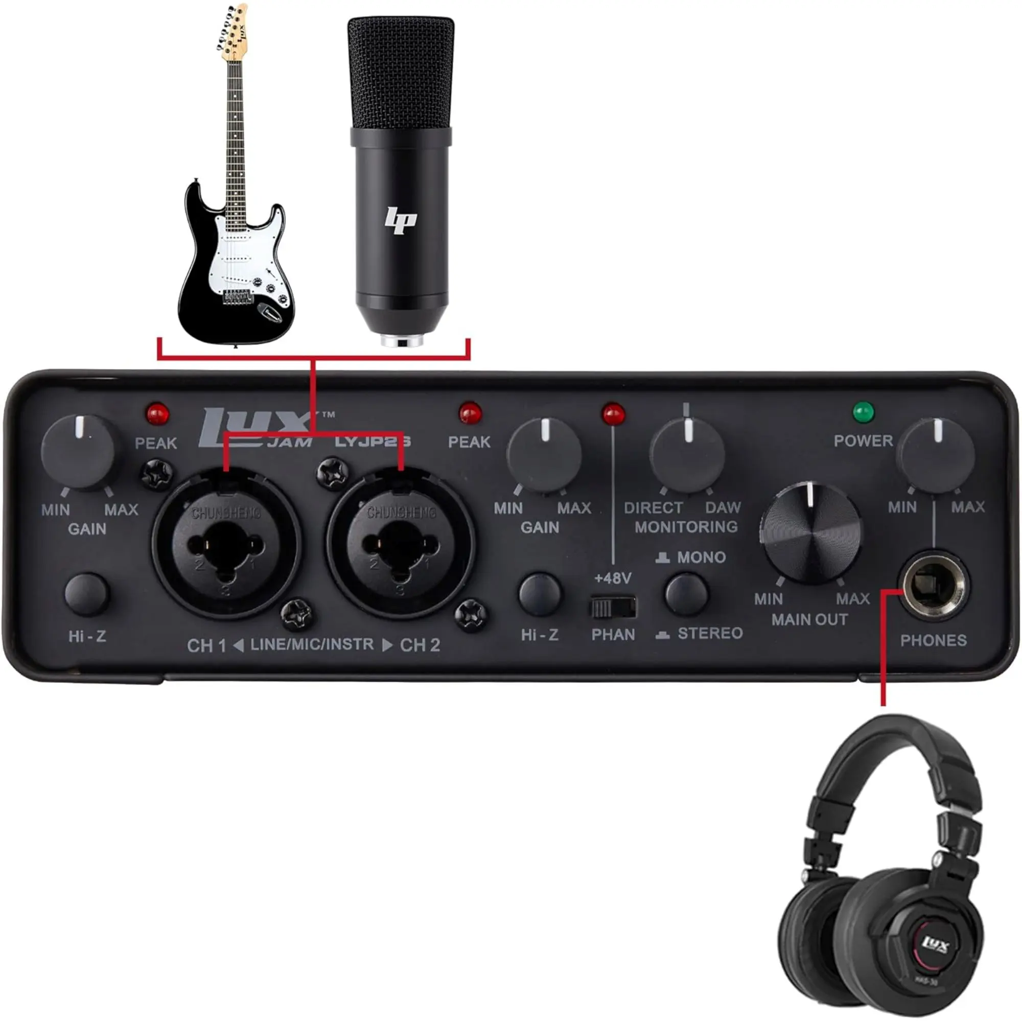 LyxJam 2x2 Recording USB Audio Interface with ASIO Driver Studio