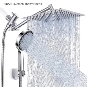 Shower Head 8 Inch High Pressure Rainfall Shower Head/Handheld Shower Combo with 11 Inch Extension Arm, 5 Settings Adjustable Anti-leak Shower Head with Holder/Hose, Height/Angle Adjustable