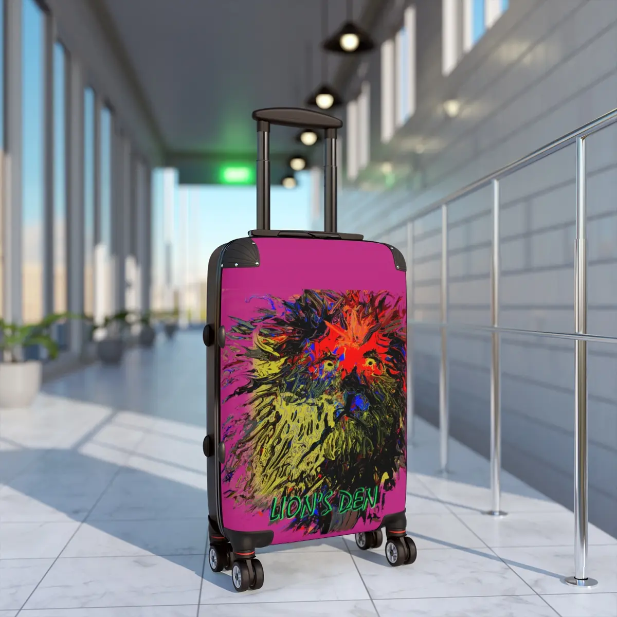 Lions Den Suitcase with Canvas and Polycarbonate Material, Telescopic Handle, and 360 Degree Swivel Wheels