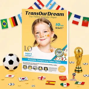 TransOurDream Printable Temporary Tattoo Transfer Paper for Inkjet & Laserjet Printer (A+B per Set, 10 Sets, 8.5X11'') DIY Personalized Tattoo Paper for Skin (TOD-TAT-1-10) Water Proof Water Proof