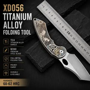 Mulight EDC XD056 Pocket Tool - M390 edge, Titanium Handle, Frame Lock, Thumb Stud, Top flipper, bearing pivot system, every day carry