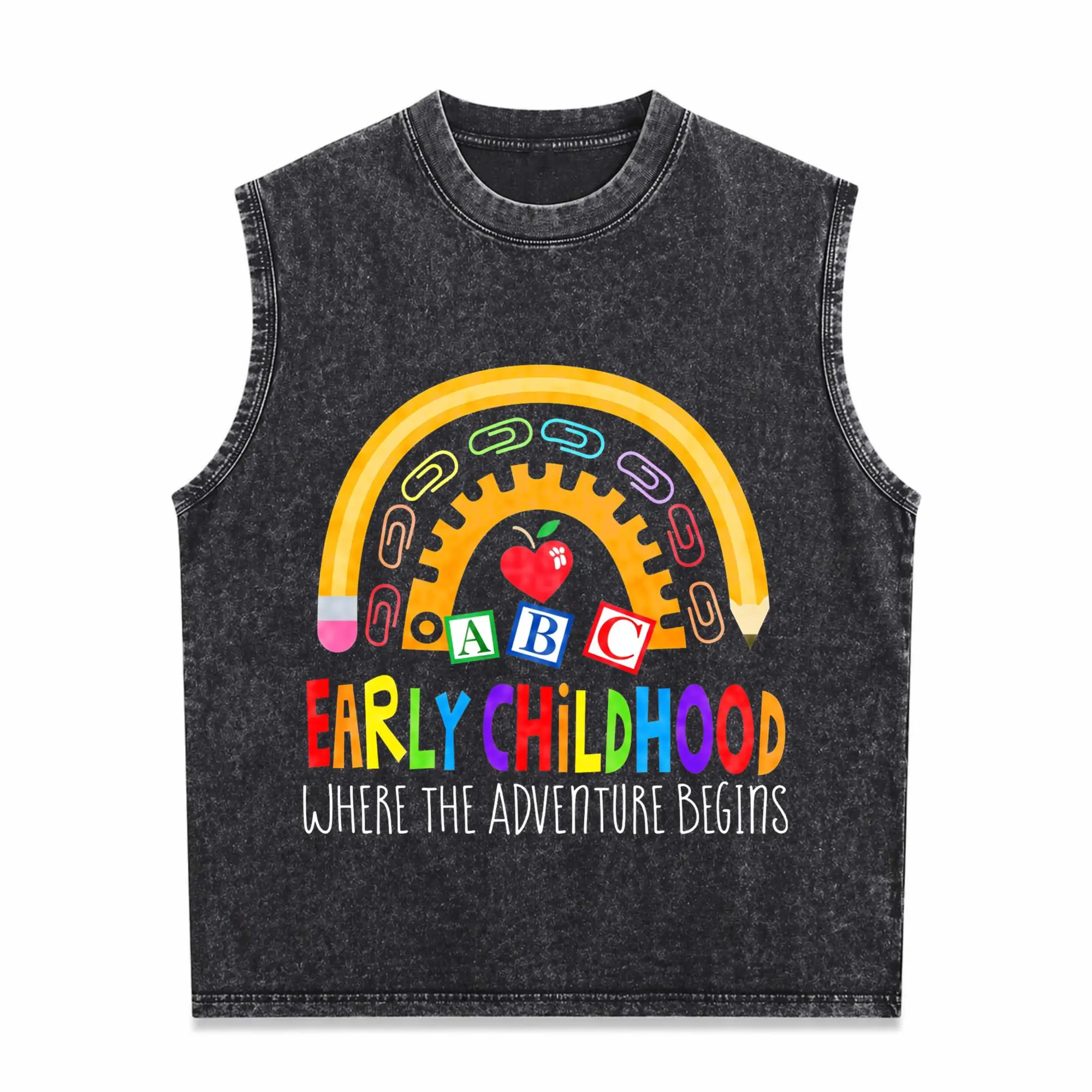 Vintage Streetwear Tshirts, Unisex Short Sleeve Baggy Tee with Colorful Rainbow ABC-123 Motif, Casual Gym Top, Cotton, Baggy Fit, Motif Print, Rainbow Abcs, Do Not Bleach, Hand Wash Only, Hang Dry, Loose-Fitting, Fabric, Menswear, Soft, T-Shirt