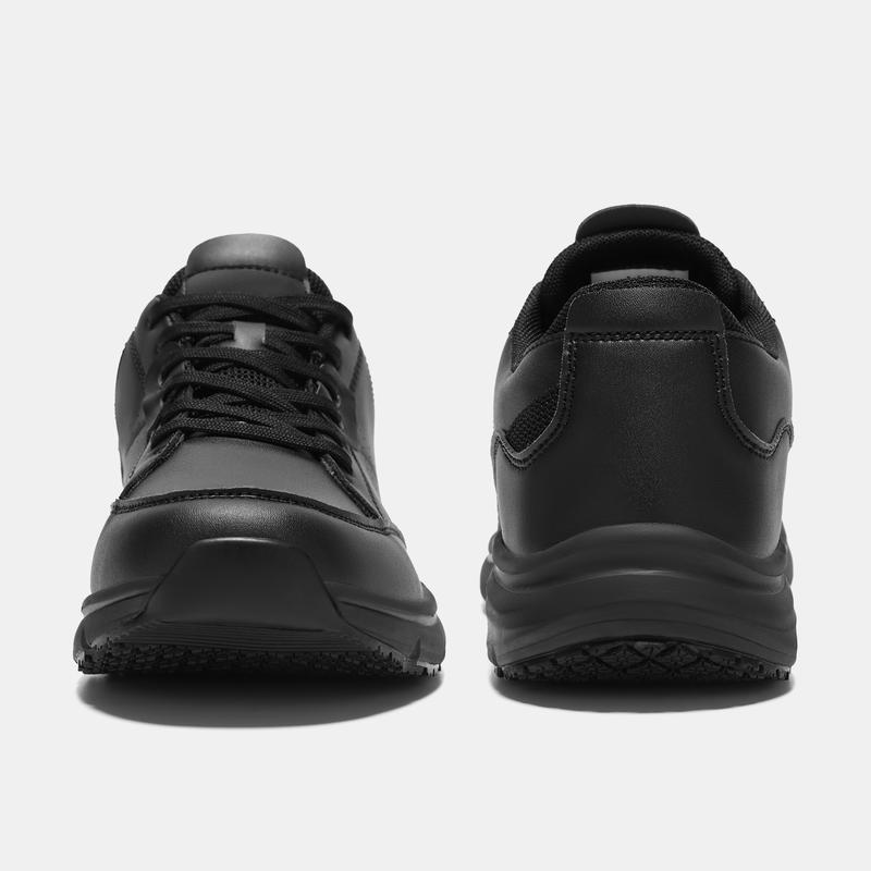 Non Slip Work Shoes for Men, Water Resistant & Oil Resistant Leather Slip on Kitchen Shoes, Comfortable Mens Slip Resistant Chef Shoes for Restaurant Food Service, Lightweight Walking Shoes, Black, Breathable Leather, zapatos para hombres