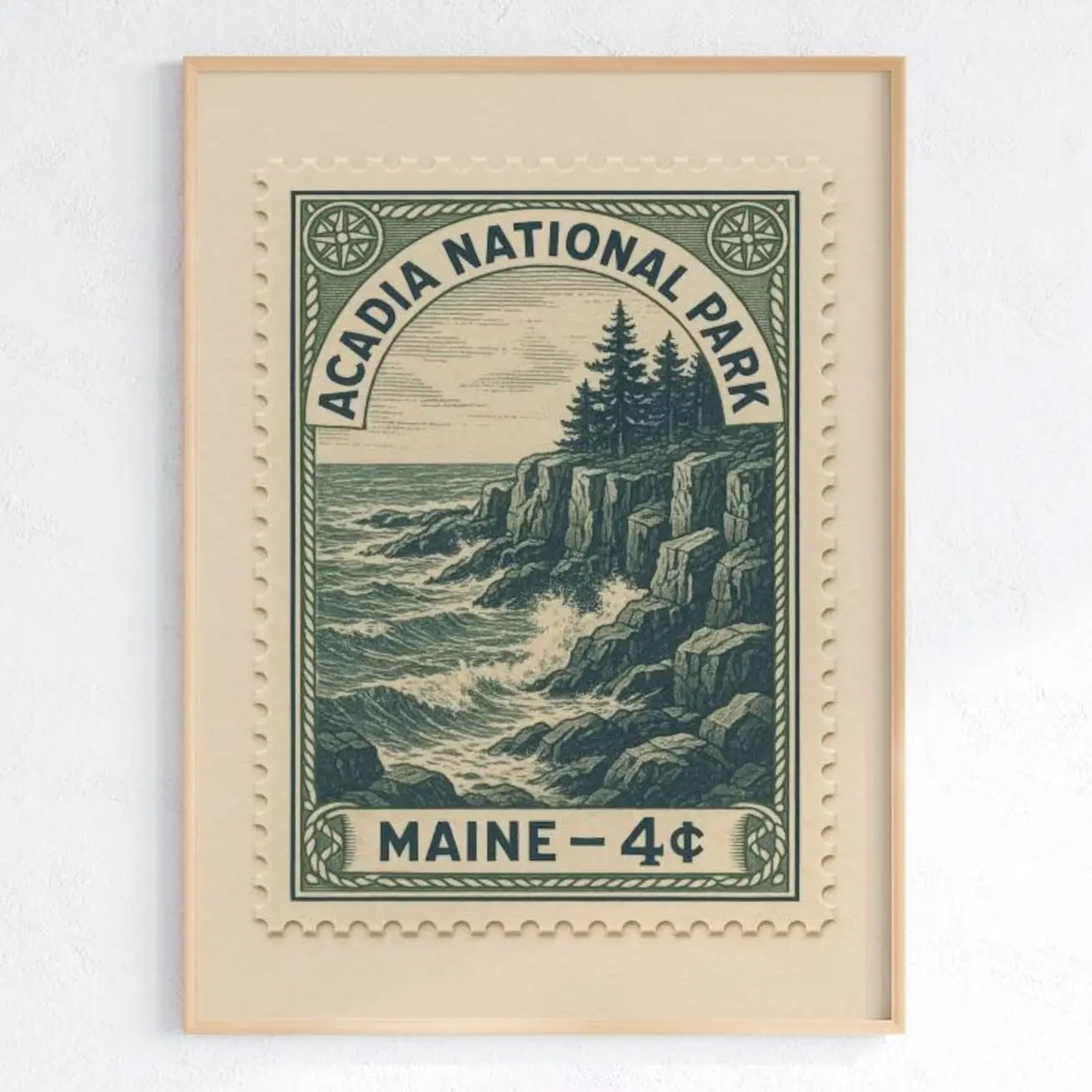 Acadia National Park Vintage Stamp Poster Maine Coastal Wall Art Print 6
