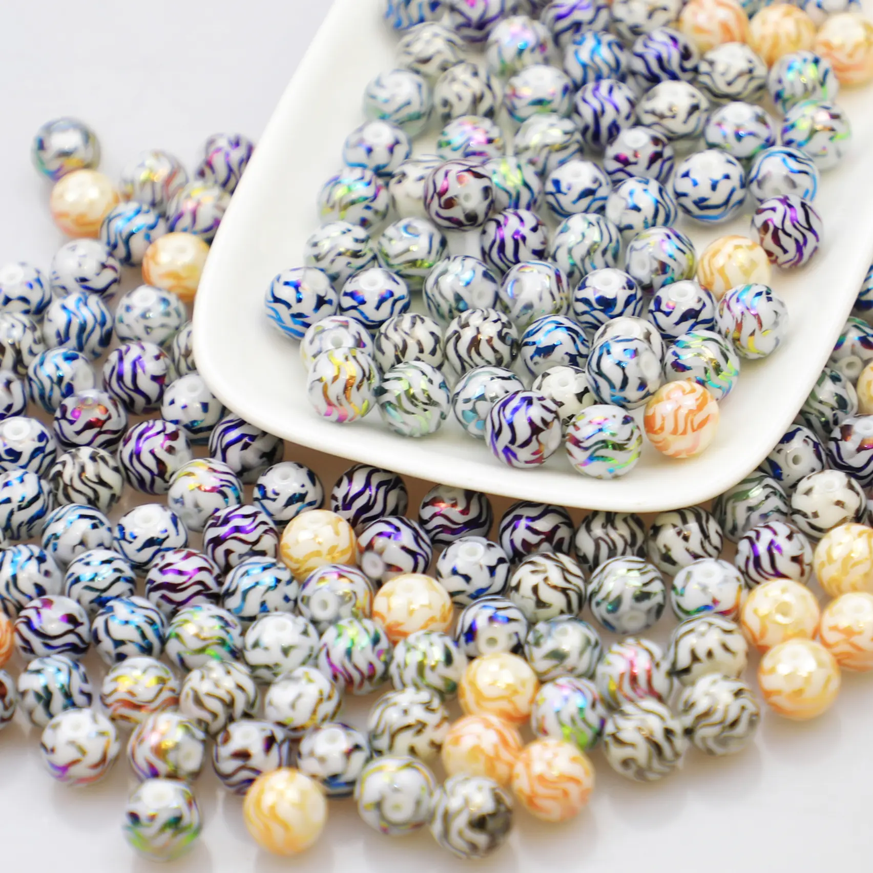 50pcs Fashion Colorful Christmas Bead Ceramic Beads for Jewelry Making Electroplated Hexagram Pattern Beads For DIY Handmade Crafts Jewelry Making Bracelets Necklace Christmas Gift