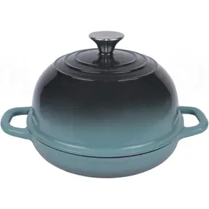 Enameled Cast Iron 5 qt Cyan Dutch Oven Pot With Lid For Sourdough Bread Baking Cast Iron Bread Pan