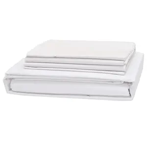 Percale Bedding Set- Crisp, Breathable, and Lightweight Queen Polycotton 4 Pcs Sheet set- Ideal for Home, Hotels, and Airbnb Stays- Fit up to 16” Deep Mattresses