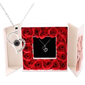 100 LanguagesI Love You Projection Necklace forWomen Heart Memory Pendant 520 Valentine'sDay Gift.