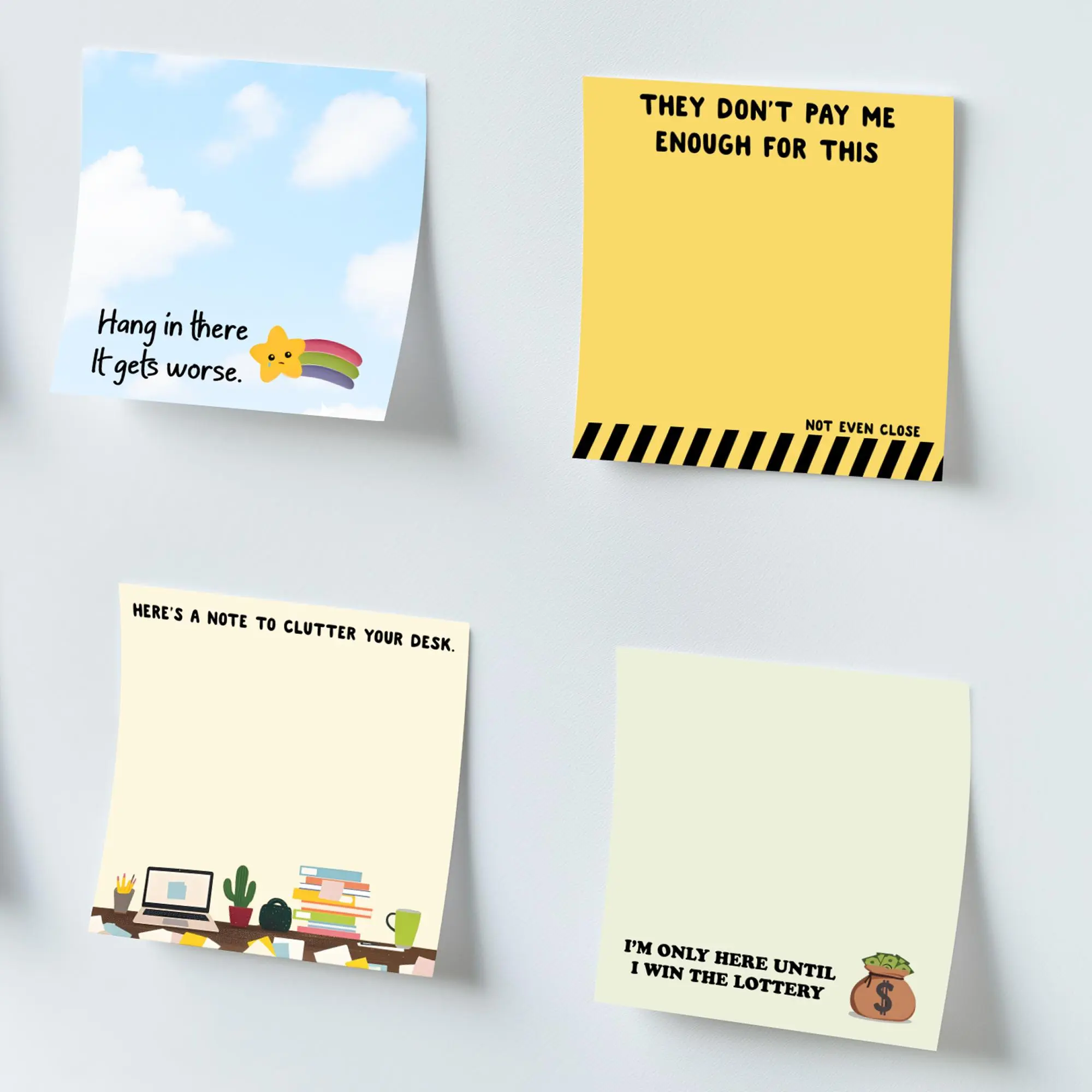 Funny Office Sticky Note, 4 Counts 50 Sheets Funny Office Note Pad, Adhesive Funny   Sticky Note for School Office Home Office Supplies, Sticky Notes Set