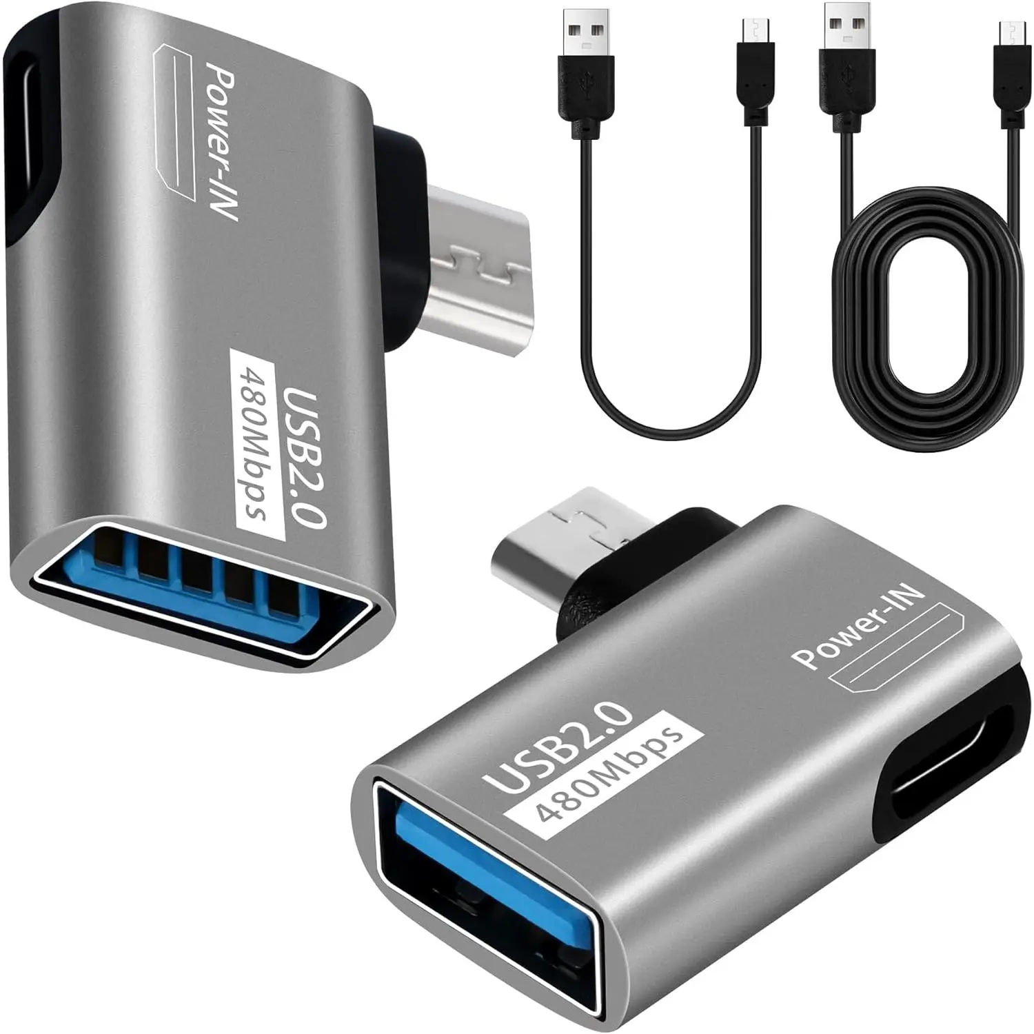 2 Pack OTG  Adapter for Fire TV Stick,90  Left & Right Angle   USB to USB OTG Adapter for Android Phone Tablet and  Host Devices with  USB (with 2 USB A to  )