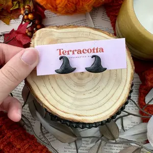 Witch Hat Stud Polymer Clay Earrings, Halloween Earrings, Fall Earrings