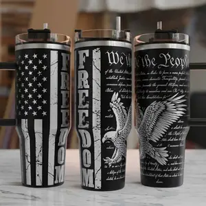We The People Patriot America (Box Not Included) 40oz Tumbler With Handle, 4th Of July Patriot Stainless Steel Travel Mug, Hot Cold Drink Bottles, Patriot Tumbler, Gift For 4th Of July