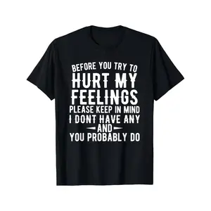 Before You Attempt to Hurt My Feelings Sarcastic Joke Graphic Print T Shirt Comfortable AllSeason Tee for Daily Outdoor Activities