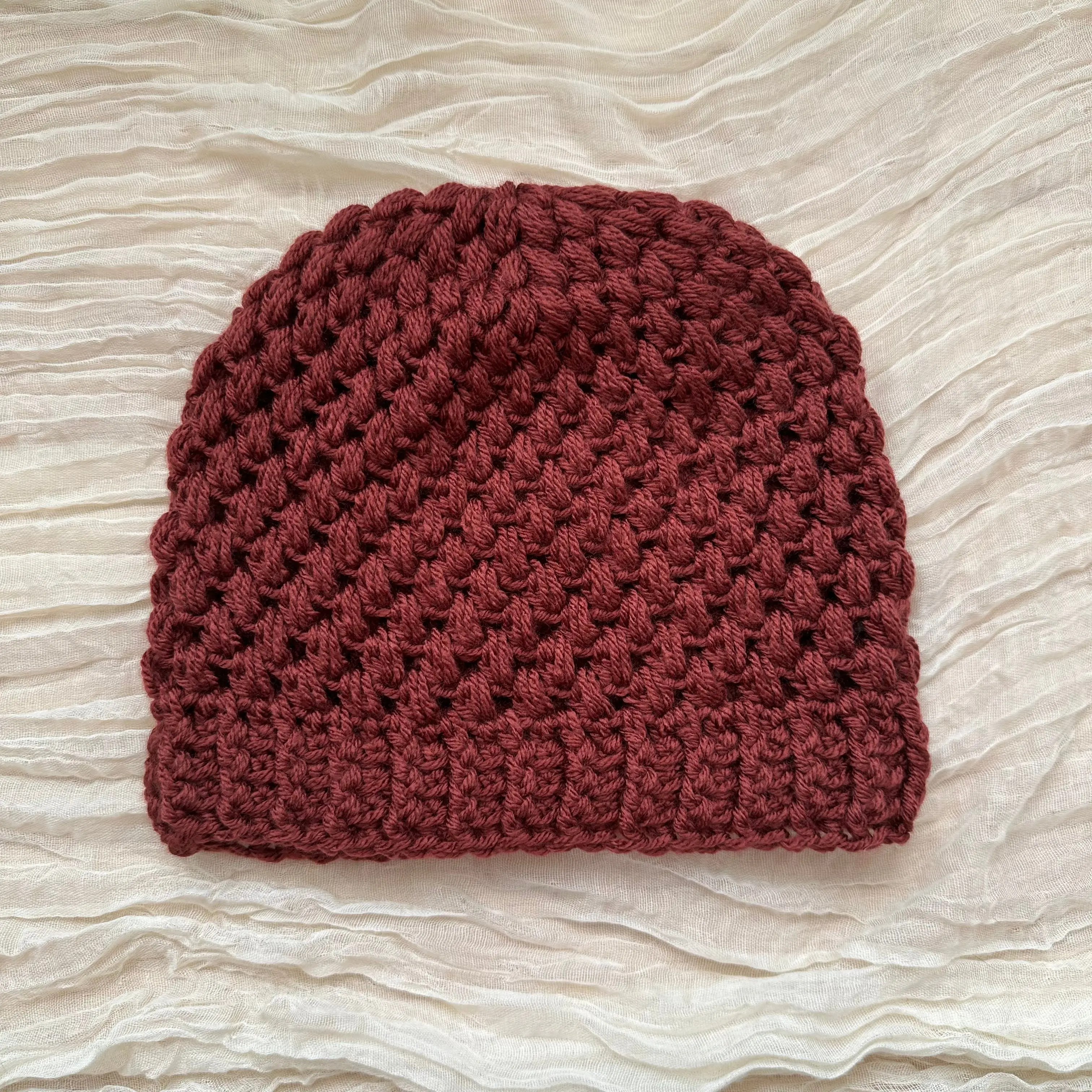 puff beanie - wine