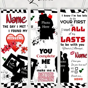 Ameik Amour’s ‘Love Expression’ Customized Tumbler for Couples Valentine’s Day Anniversary Gift Wedding Gift Reusable Drinking Cup Stainless Steel Tumbler Beverage Bottle Coffee Drinkware Flasks Silicone Lid Bottled