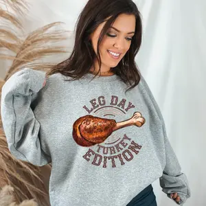 Thanksgiving Workout Unisex Sweatshirt, Crewneck Jumper for Fall Fitness, Autumn Gym Top, Holiday Exercise Pullover, Turkey Day Sweater Cotton Comfort Fabric Womenswear