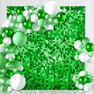 Green Glitter Backdrop Green Shimmer Wall Backdrop Sequin Backdrop 6ftx6ft Glitter Backdrop Shimmer Wall Panels for Birthday Wedding Party Decorations