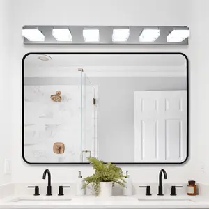 Modern 6-Light Chrome LED Vanity Mior Light Fixture For Bathrooms And Makeup Tables