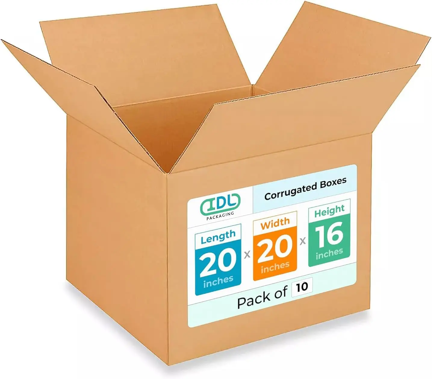 Extra Large Shipping & Moving Boxes 20x20x16 inches (10-Pack) - Extra Strength 200 lb vs Regular - Corrugated Shipping Boxes - Large Packing Box for Moving - Heavy Duty Box by IDL Packaging