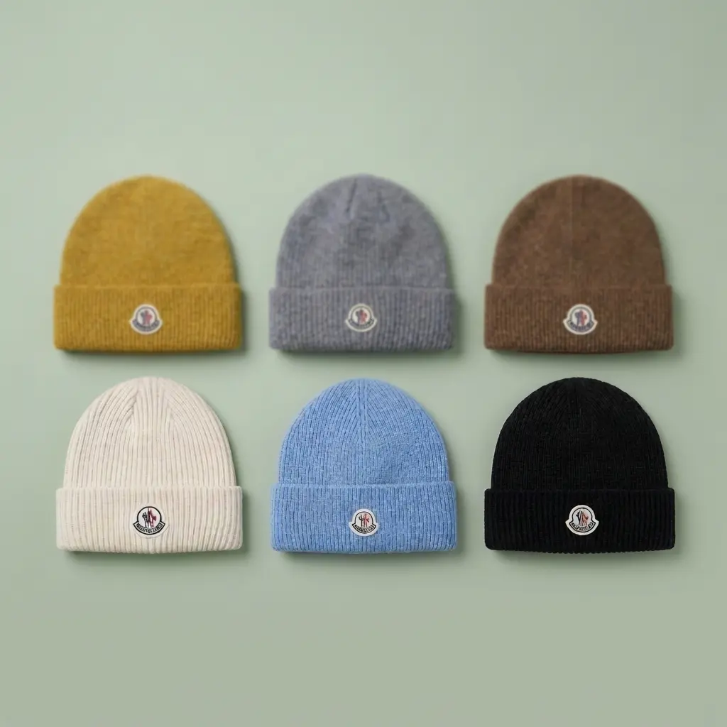 Moncler Cuffed Wool Knit Beanie Multi-Color Variant Selection | Soft Thermal Luxury Winter Hats