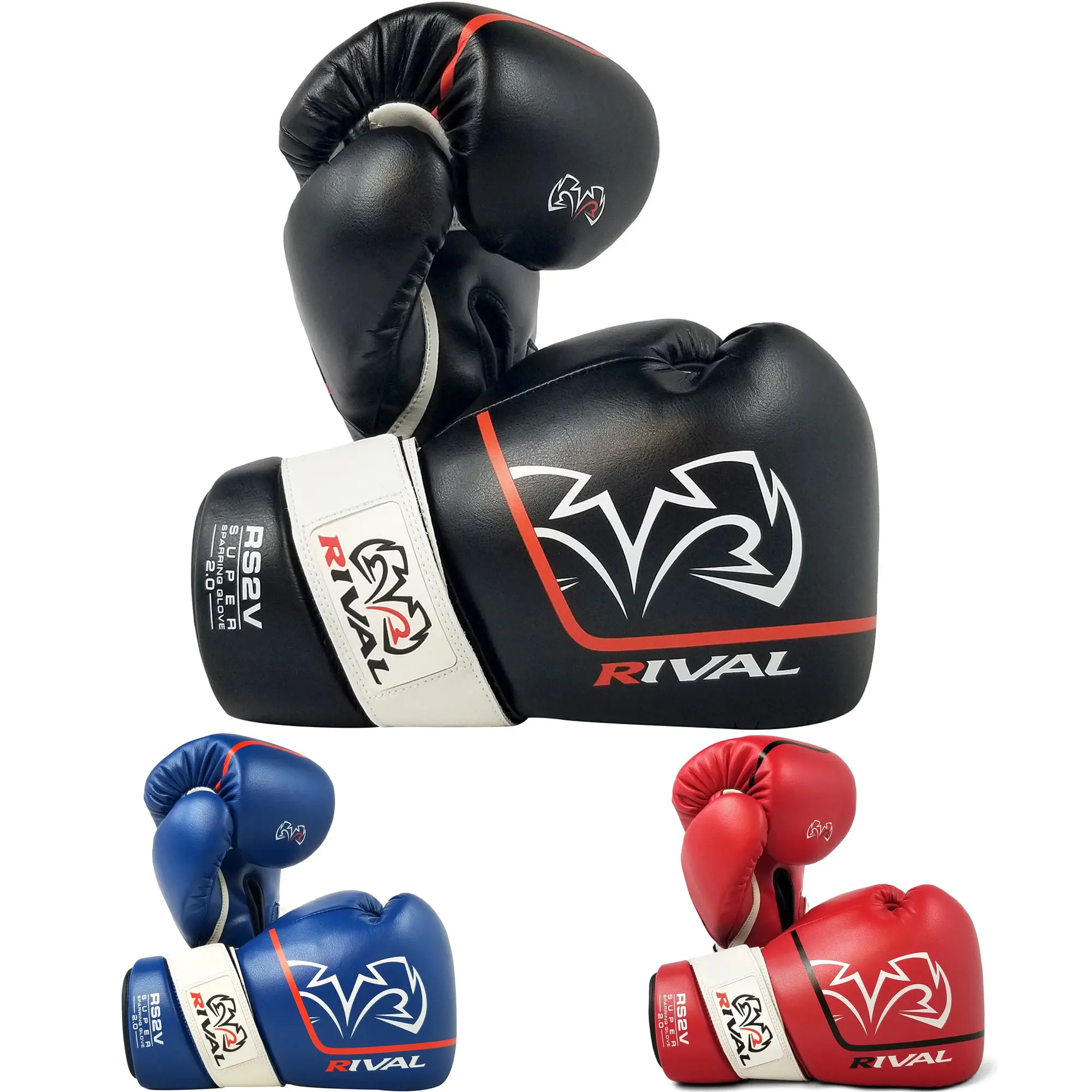 Rival RS2V 2.0 Super Pro Boxing Sparring Gloves, Microfiber Training Equipment with Hook and Loop and Angled Ergo Xtreme Strap System, Boxing Equipment, Glove Boxing