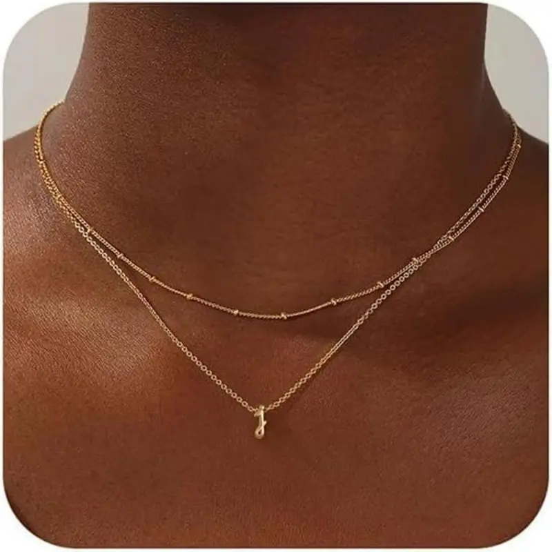 Dainty Layered Initial Necklaces - Gold/Silver A-Z Letter Stack Jewelry, Trendy Modern Versatile Accessory for Teen Girls, Personalized Birthday Gifts, Silver Initial Necklace, Birthday Gift Ideas, Minimalist, Casual, Stacking, Gold/Silver Letter