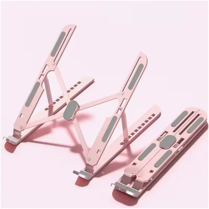Adjustable Aluminum Alloy Laptop Stand, Foldable Portable Computer Stand, Stable Durable, 5 Height Settings, Ideal for Home Office Use