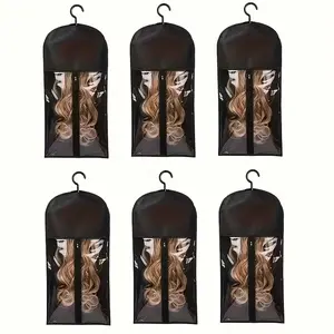 6pcs Wig Storage Bags with Hangers - Durable Hair Extension Organizer for Multiple Wigs & Accessories