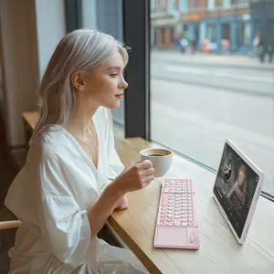 MOFii 1 Pc Pink Foldable Keyboard, Bluetooth Connection, Rechargeable, With Touchpad, Compact and Portable, US Qwerty