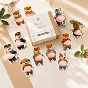 Cute Dog Big Belly 3D Dimensional Stickers 12pcs DIY Phone Case Decor Puppy Gift for Stress Relief