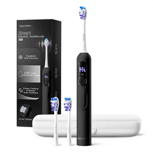 SakyProral G5S Smart Electric Toothbrush with Missed Spot Screen - Rechargeable Electric Toothbrush with 2 Brush Heads, Travel case