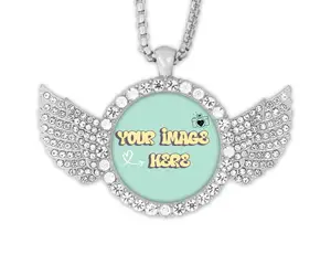 Custom Rhinestone Angel Wing Pendant Necklace