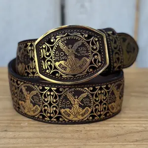 Centenario Belt in Gold for Men - Western Belts for Men