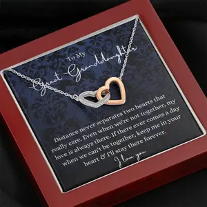 Interlocking Hearts, To My Great Granddaughter For Great Granddaughter Birthday Necklace From Great Grandma/Great Grandpa To Great