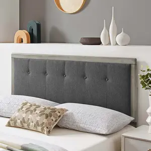 Modway Draper Tufted King Fabric and Wood Headboard in Gray Charcoal
