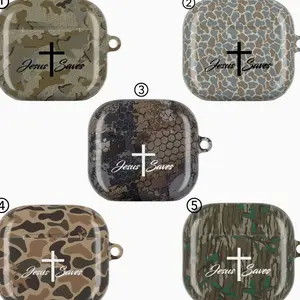 Jesus Saves Camo AirPods Pro Case, Christian Cross Earbuds Cover,Hunting Camouflage AirPods Case,Faith Gift for Him,Religious Tech Accessory