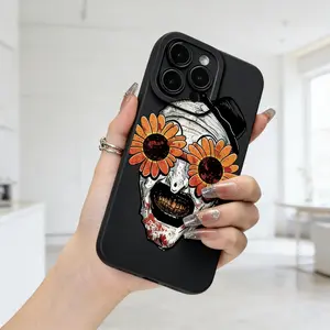 Creative Ghost Face Pattern Phone Case, Decorative Shockproof Phone Protector Cover, Phone Accessories Compatible with iPhone 17 16 15 14 13 12 11 XS XR Pro Max