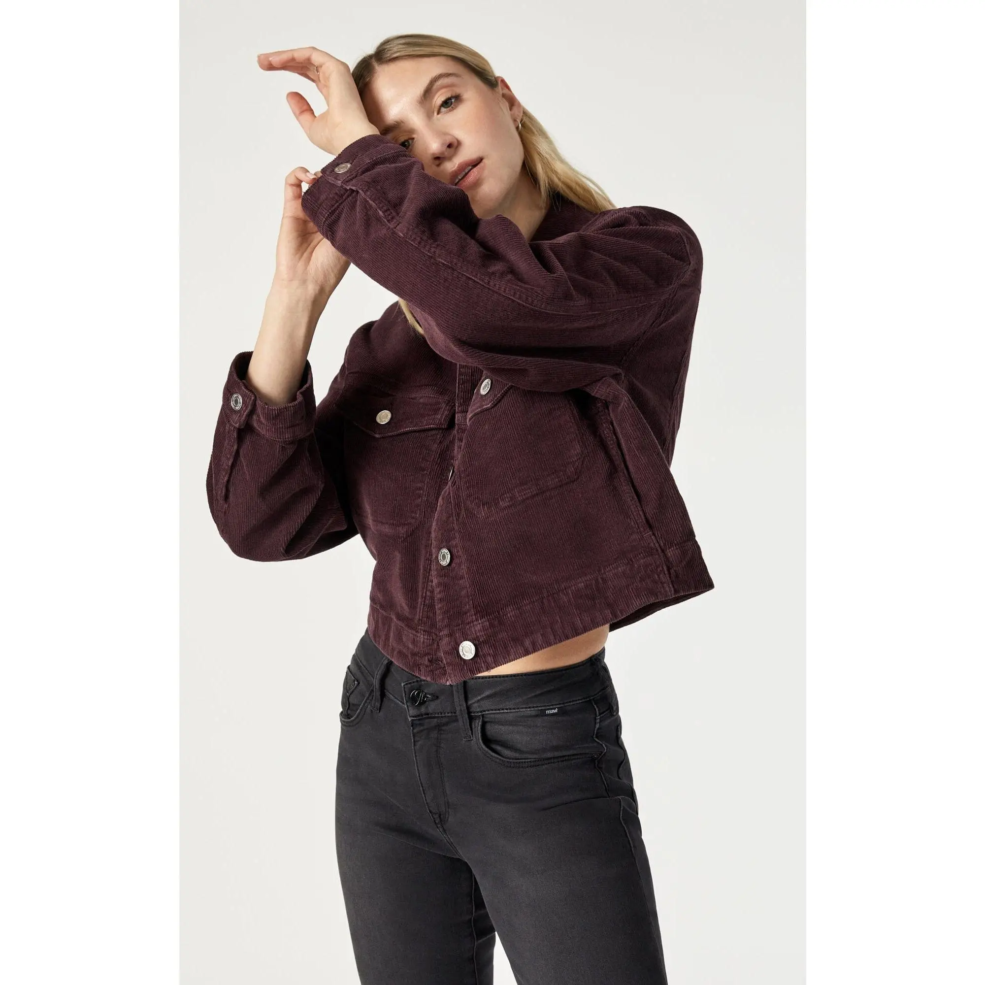 Solid Retro Style Cropped Corduroy Jacket, Women's Relaxed Fit Outerwear with Drop Shoulders and Textured Cotton, Cropped Fit, Lady, Elevated Casual, Casual Ootd