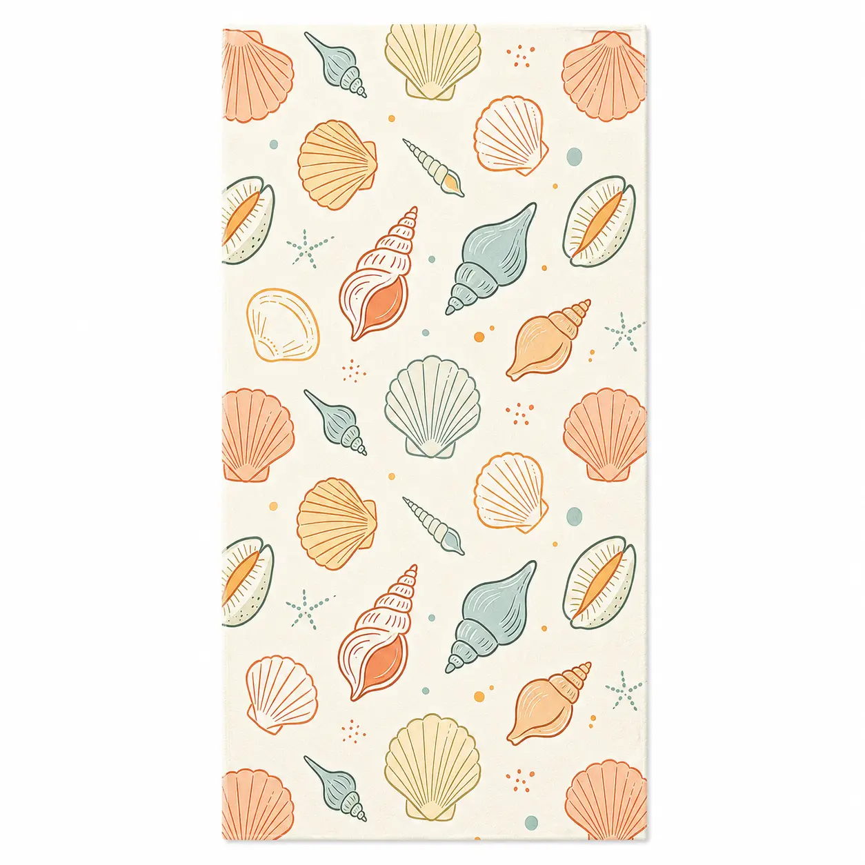 Creamy Seashell Print Beach Towels,Bulk Beach Towels Oversized, Sand Free Beach Towel, Fast Drying Beach Towel